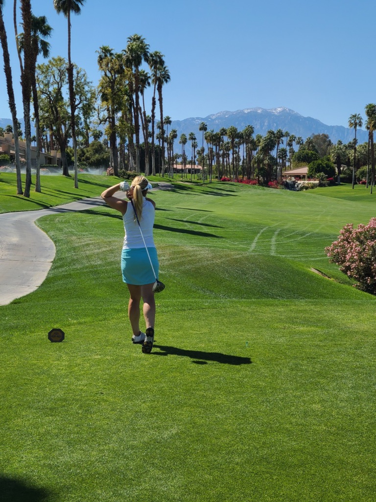 Teeing off on the 18th hole of the Championship course thumbnail