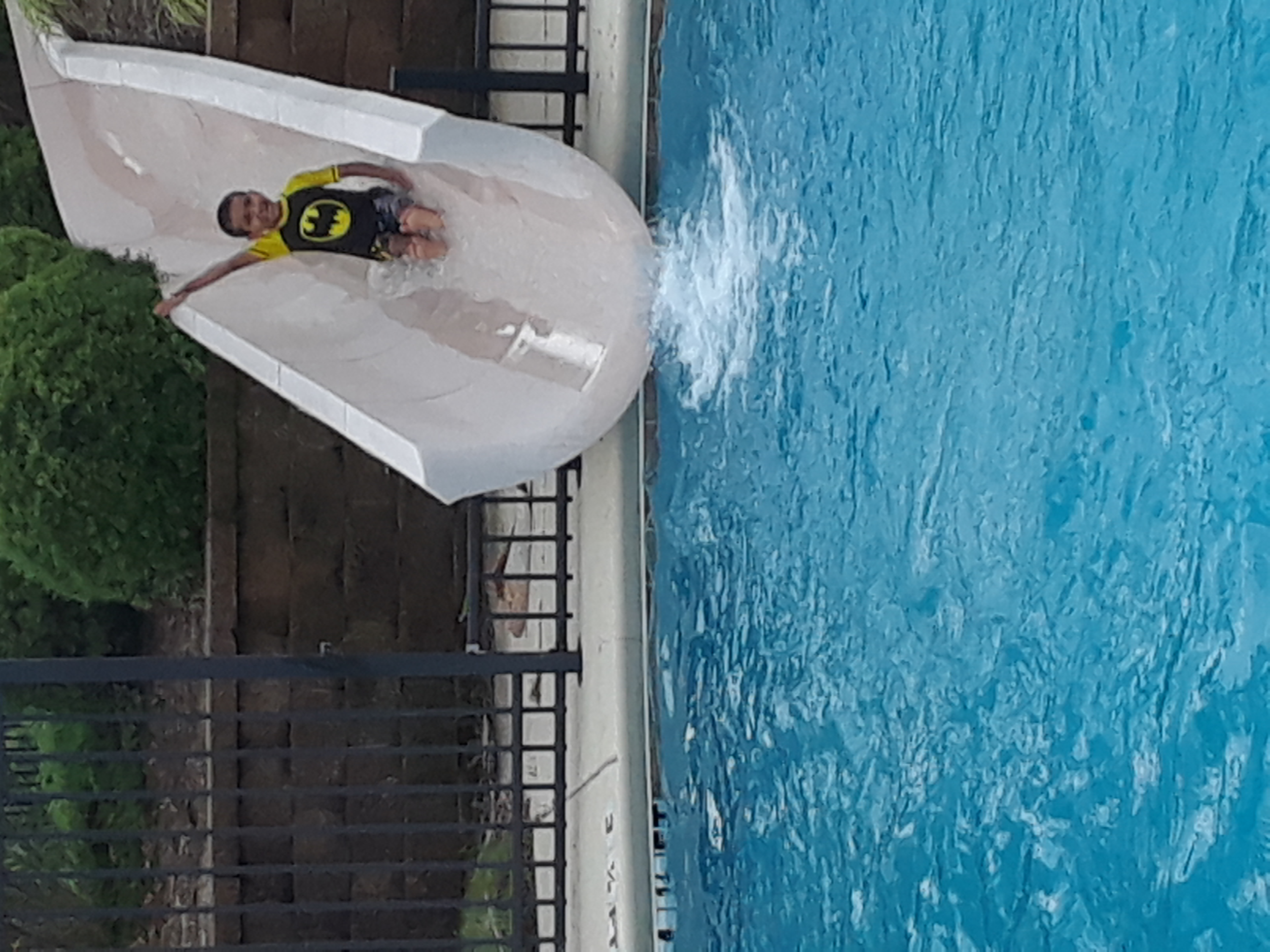 SUMMER HAS BEGUN, OUR YOUNG RESIDENT, THE FIRST ONE DOWN THE WATERSLIDE!!! thumbnail