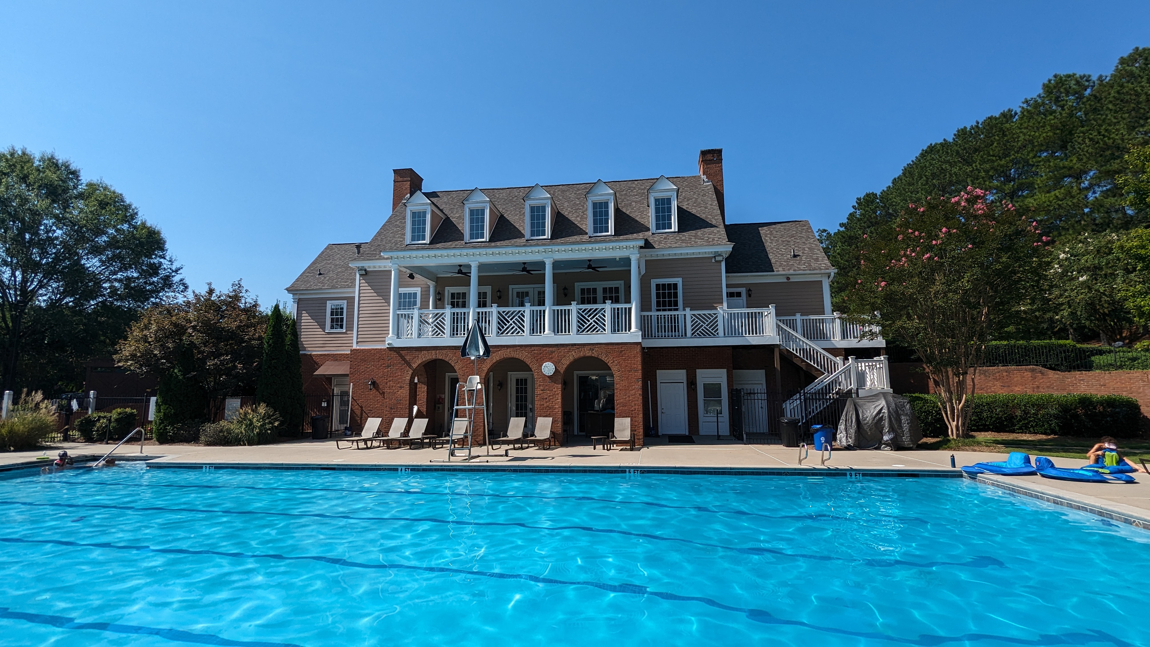 View of the Crescent Ridge Clubhouse from the pool deck.